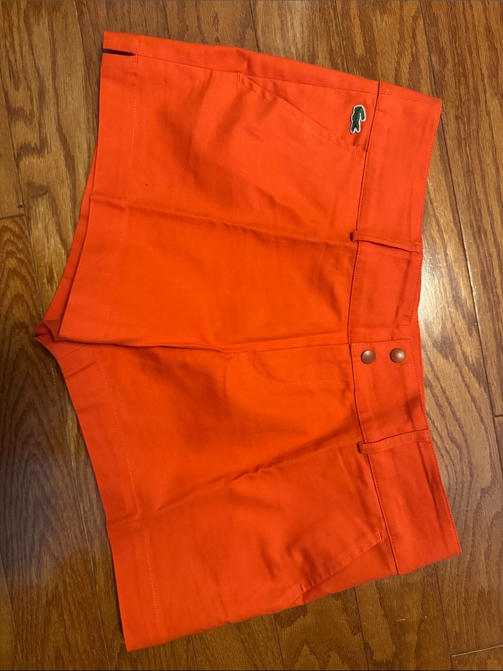 Lacoste Orange Cotton Jean Shorts with Crocodile Logo